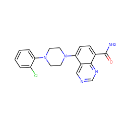 NC(=O)c1ccc(N2CCN(c3ccccc3Cl)CC2)c2cncnc12 ZINC000143725744