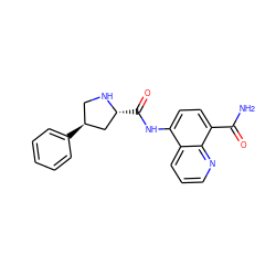 NC(=O)c1ccc(NC(=O)[C@@H]2C[C@@H](c3ccccc3)CN2)c2cccnc12 ZINC000143536630