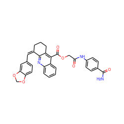 NC(=O)c1ccc(NC(=O)COC(=O)c2c3c(nc4ccccc24)/C(=C\c2ccc4c(c2)OCO4)CCC3)cc1 ZINC000008685182