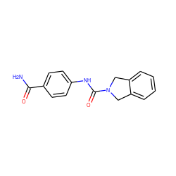 NC(=O)c1ccc(NC(=O)N2Cc3ccccc3C2)cc1 ZINC000165987727