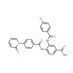 NC(=O)c1ccc(NC(=O)c2ccc(-n3ccccc3=O)cc2)c(NC(=O)c2ccc(Br)cc2)c1 ZINC000473115507