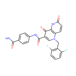 NC(=O)c1ccc(NC(=O)c2cn(Cc3c(F)cccc3F)c3ccc(=O)[nH]c3c2=O)cc1 ZINC000073156316