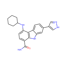 NC(=O)c1ccc(NC2CCCCC2)c2c1[nH]c1cc(-c3cn[nH]c3)ccc12 ZINC000072125108