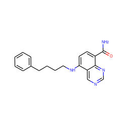 NC(=O)c1ccc(NCCCCc2ccccc2)c2cncnc12 ZINC000143886375