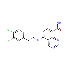 NC(=O)c1ccc(NCCc2ccc(Cl)c(Cl)c2)c2cncnc12 ZINC000143879019