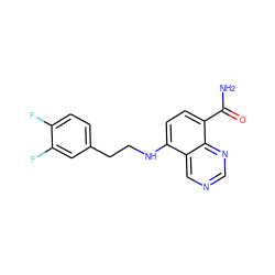 NC(=O)c1ccc(NCCc2ccc(F)c(F)c2)c2cncnc12 ZINC000144365026