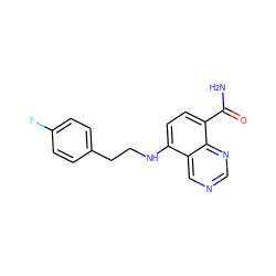 NC(=O)c1ccc(NCCc2ccc(F)cc2)c2cncnc12 ZINC000144516672