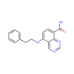 NC(=O)c1ccc(NCCc2ccccc2)c2cncnc12 ZINC000143778649