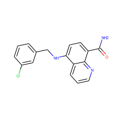 NC(=O)c1ccc(NCc2cccc(Cl)c2)c2cccnc12 ZINC000143867138