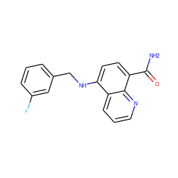 NC(=O)c1ccc(NCc2cccc(F)c2)c2cccnc12 ZINC000143833832