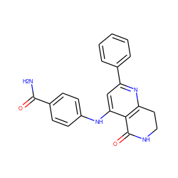 NC(=O)c1ccc(Nc2cc(-c3ccccc3)nc3c2C(=O)NCC3)cc1 ZINC000116989382