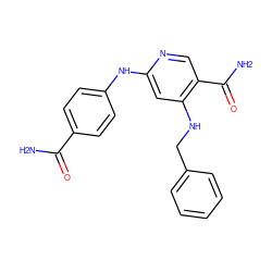 NC(=O)c1ccc(Nc2cc(NCc3ccccc3)c(C(N)=O)cn2)cc1 ZINC000205070592