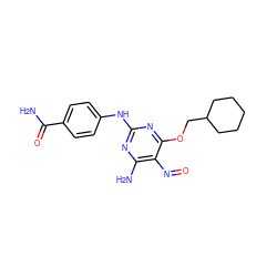 NC(=O)c1ccc(Nc2nc(N)c(N=O)c(OCC3CCCCC3)n2)cc1 ZINC000003814451