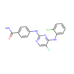 NC(=O)c1ccc(Nc2ncc(F)c(Nc3ccccc3Cl)n2)cc1 ZINC000089469996