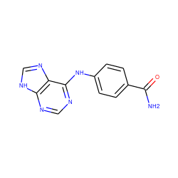 NC(=O)c1ccc(Nc2ncnc3[nH]cnc23)cc1 ZINC000006422975