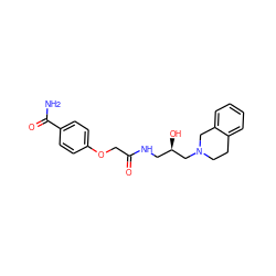 NC(=O)c1ccc(OCC(=O)NC[C@@H](O)CN2CCc3ccccc3C2)cc1 ZINC000269530006