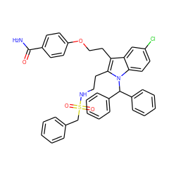 NC(=O)c1ccc(OCCc2c(CCNS(=O)(=O)Cc3ccccc3)n(C(c3ccccc3)c3ccccc3)c3ccc(Cl)cc23)cc1 ZINC000049776285