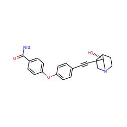 NC(=O)c1ccc(Oc2ccc(C#C[C@]3(O)CN4CCC3CC4)cc2)cc1 ZINC000073223939