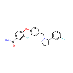 NC(=O)c1ccc(Oc2ccc(CN3CCC[C@H]3c3cccc(F)c3)cc2)c(F)c1 ZINC000073196210