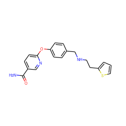 NC(=O)c1ccc(Oc2ccc(CNCCc3cccs3)cc2)nc1 ZINC000165296552