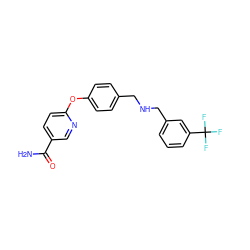 NC(=O)c1ccc(Oc2ccc(CNCc3cccc(C(F)(F)F)c3)cc2)nc1 ZINC000165270693