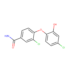 NC(=O)c1ccc(Oc2ccc(Cl)cc2O)c(Cl)c1 ZINC000028529079