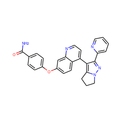 NC(=O)c1ccc(Oc2ccc3c(-c4c(-c5ccccn5)nn5c4CCC5)ccnc3c2)cc1 ZINC000014976420