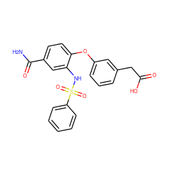 NC(=O)c1ccc(Oc2cccc(CC(=O)O)c2)c(NS(=O)(=O)c2ccccc2)c1 ZINC000045259768