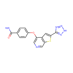 NC(=O)c1ccc(Oc2cncc3sc(-c4nn[nH]n4)cc23)cc1 ZINC000653856986