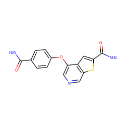 NC(=O)c1ccc(Oc2cncc3sc(C(N)=O)cc23)cc1 ZINC000653866727