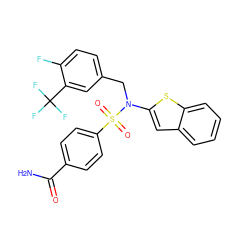 NC(=O)c1ccc(S(=O)(=O)N(Cc2ccc(F)c(C(F)(F)F)c2)c2cc3ccccc3s2)cc1 ZINC000115250497