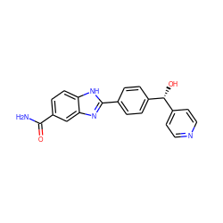 NC(=O)c1ccc2[nH]c(-c3ccc([C@H](O)c4ccncc4)cc3)nc2c1 ZINC000034577862