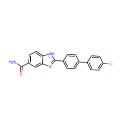 NC(=O)c1ccc2[nH]c(-c3ccc(-c4ccc(Cl)cc4)cc3)nc2c1 ZINC000013612138