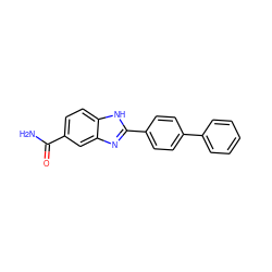 NC(=O)c1ccc2[nH]c(-c3ccc(-c4ccccc4)cc3)nc2c1 ZINC000013612130