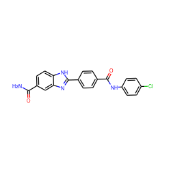 NC(=O)c1ccc2[nH]c(-c3ccc(C(=O)Nc4ccc(Cl)cc4)cc3)nc2c1 ZINC000013612135