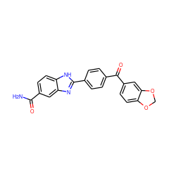 NC(=O)c1ccc2[nH]c(-c3ccc(C(=O)c4ccc5c(c4)OCO5)cc3)nc2c1 ZINC000116012946