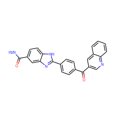 NC(=O)c1ccc2[nH]c(-c3ccc(C(=O)c4cnc5ccccc5c4)cc3)nc2c1 ZINC000116021877