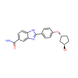 NC(=O)c1ccc2[nH]c(-c3ccc(O[C@@H]4CC[C@@H](O)C4)cc3)nc2c1 ZINC000028959672