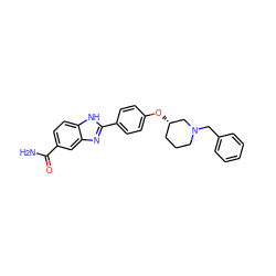 NC(=O)c1ccc2[nH]c(-c3ccc(O[C@H]4CCCN(Cc5ccccc5)C4)cc3)nc2c1 ZINC000038216366