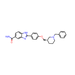 NC(=O)c1ccc2[nH]c(-c3ccc(OC[C@@H]4CCCN(Cc5ccccc5)C4)cc3)nc2c1 ZINC000028960454