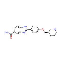 NC(=O)c1ccc2[nH]c(-c3ccc(OC[C@@H]4CCCNC4)cc3)nc2c1 ZINC000028960147