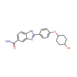 NC(=O)c1ccc2[nH]c(-c3ccc(OC4CCC(O)CC4)cc3)nc2c1 ZINC000028959686