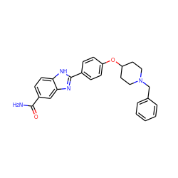 NC(=O)c1ccc2[nH]c(-c3ccc(OC4CCN(Cc5ccccc5)CC4)cc3)nc2c1 ZINC000038239667