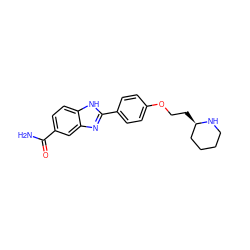 NC(=O)c1ccc2[nH]c(-c3ccc(OCC[C@@H]4CCCCN4)cc3)nc2c1 ZINC000034600489