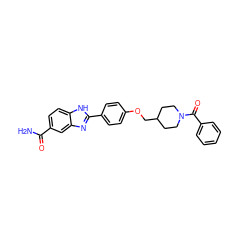 NC(=O)c1ccc2[nH]c(-c3ccc(OCC4CCN(C(=O)c5ccccc5)CC4)cc3)nc2c1 ZINC000028960997