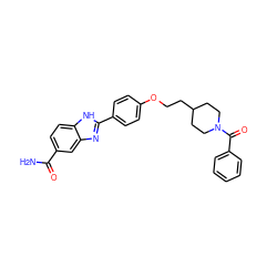 NC(=O)c1ccc2[nH]c(-c3ccc(OCCC4CCN(C(=O)c5ccccc5)CC4)cc3)nc2c1 ZINC000028961017