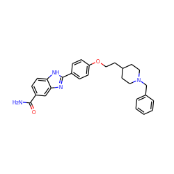 NC(=O)c1ccc2[nH]c(-c3ccc(OCCC4CCN(Cc5ccccc5)CC4)cc3)nc2c1 ZINC000028960894