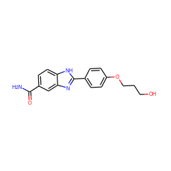 NC(=O)c1ccc2[nH]c(-c3ccc(OCCCO)cc3)nc2c1 ZINC000028959653