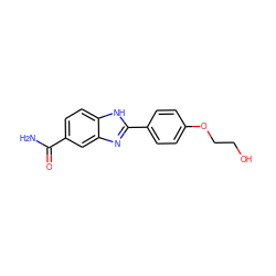 NC(=O)c1ccc2[nH]c(-c3ccc(OCCO)cc3)nc2c1 ZINC000028959650