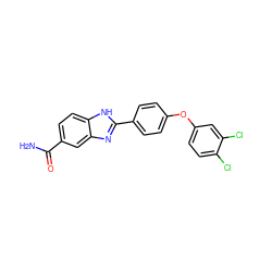 NC(=O)c1ccc2[nH]c(-c3ccc(Oc4ccc(Cl)c(Cl)c4)cc3)nc2c1 ZINC000013612078